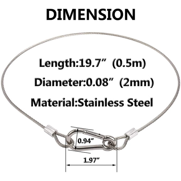YJYASX-Safety Cable Lock, Stainless Steel Cable with Loops Heavy Duty Bike Lock Hook Flexible Security Steel Cable Wire Lock and Chain for Luggage Hanging Light Plant Picture
