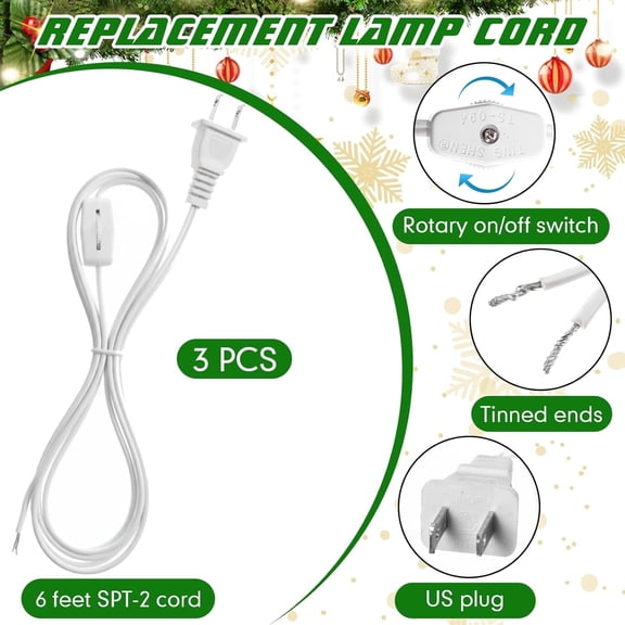 YJYASX-Small Christmas Ceramic Tree Light Kit with LED Bulb, Ceramic Christmas Tree Replacement Lights, E12 Candelabra Base, Lamp Wiring Kit Nice for Desk Lamp Lighting and DIY Projects(3 Pack)