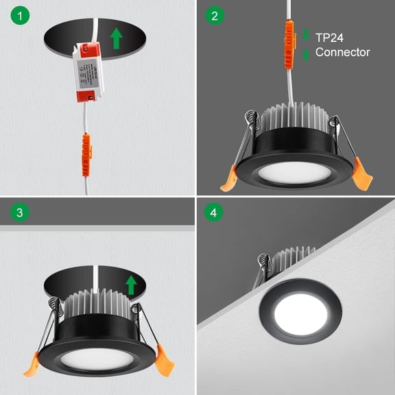YJYASX-Smart 2 Inch Recessed Lighting, WiFi LED Downlight 5W 120V, Compatible with Alexa and Google Home, Dimmable RGB & CCT 2700-6500K, Black Trim, Ceiling Light with LED Driver (1 Pack)