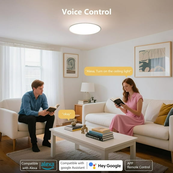 YJYASX-Smart Ceiling Light Replacement Kit, RGB LED Ceiling Light Retrofit Kit, 2400LM, DIY Color, Compatible with Alexa, 2700K-6500K for Bedroom, Living Room, 9.25 Inch, 120V, ETL