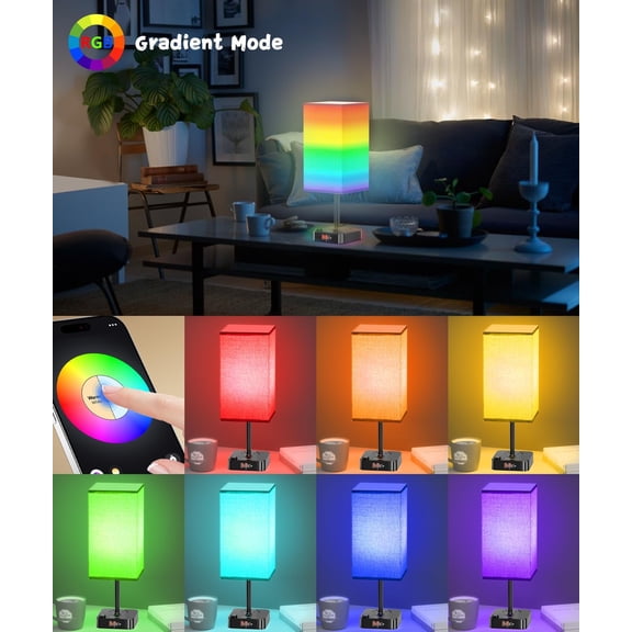 YJYASX-Smart Mood Lighting RGB Color Changing Desk Lamp w/16 Million Hues,Stepless Dimmable Warm-Cool White + Music Sync | Touch & App Control Bedside Nightstand Light for Gaming,Home Office,Bedtime