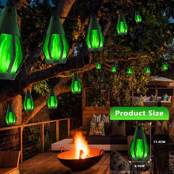 YJYASX-Solar String Lights for Outside, 21Ft Solar Patio Lights with 10 Flickering Flame Light Bulbs, Waterproof Green Solar Powered Outdoor Lights for Garden Yard Patio Gazebo Bistro Cafe Porch Part