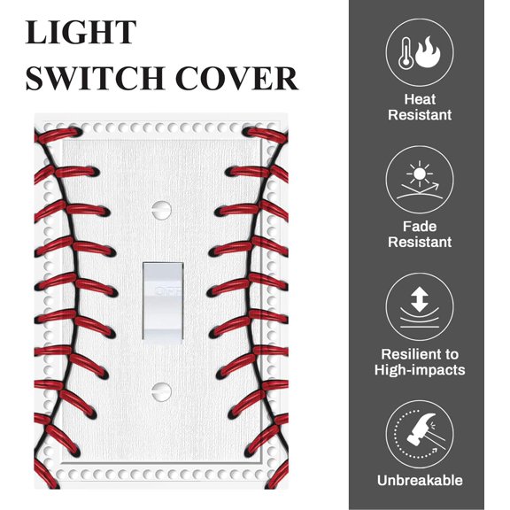 YJYASX-Sports Theme Single Toggle Wall Plate Baseball 1-Gang Lightswitch Cover Electrical Switchplate Home Living Room Kitchen Bathroom