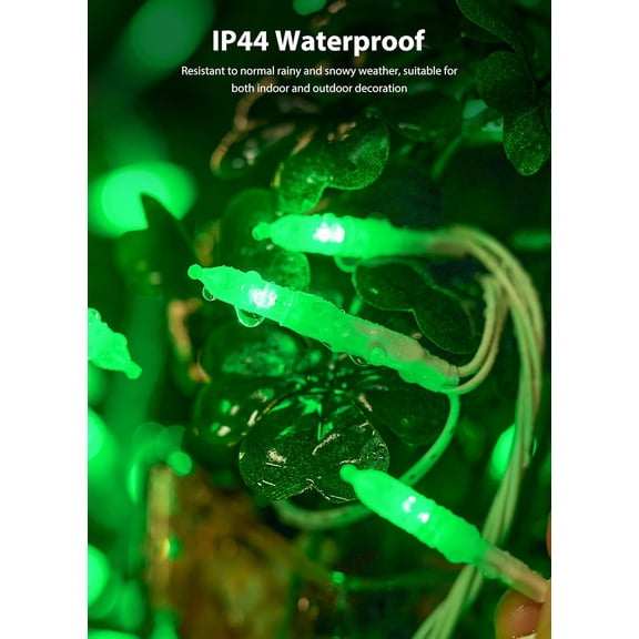 YJYASX-St. Patrick Mini Christmas Lights, 39 Feet 100 LED Fairy String Lights with 8 Lighting Modes, Waterproof Connectable for Indoor Outdoor Xmas Tree Garland Wreath Holiday Decoration, Green