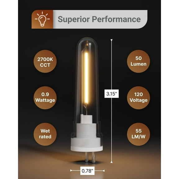 YJYASX-Sunco 8 Pack S14 LED Patio String Light Replacement Bulbs for Outdoors, 1W=4W, 2700K Soft White, Non-Dimmable, 50 Lumens, 2-Prong G5 Base, Wet Rated ETL