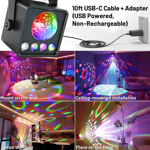 YJYASX-Sunset Lamp Disco Ball Party Lights, Dj Disco Light with Sound Activated Strobe Light Stage Lights for Birthday Home Room Dance Parties Halloween Wedding Bar Pub Club Karaoke KTV Christmas Dec
