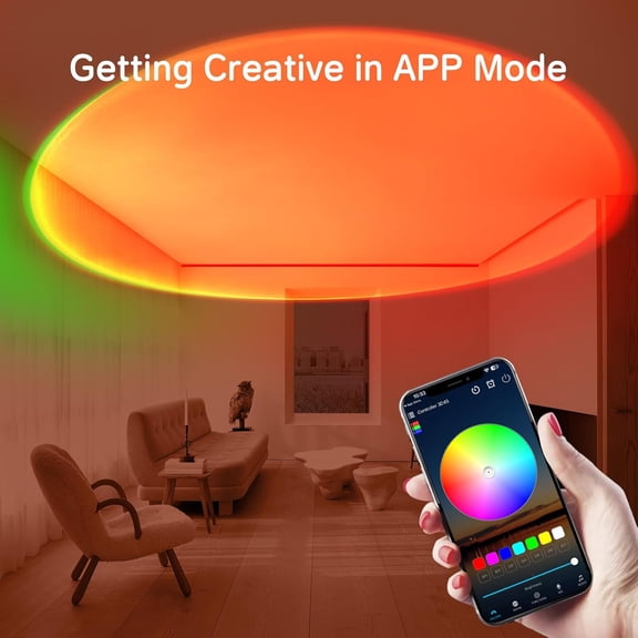 YJYASX-Sunset Lamp Projector with APP Control and Button Control, 360 Degree Rotation Multicolor Changing Projection Lamp Led Sunlight Light for Bedroom, Photography, Party, Room Decor