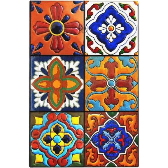 YJYASX-Switch Plate Mexican Talavera Ceramic Pattern 1 Gang No Device Blank Light Switch Cover Decorative Outlet Wall Plate Electrical Faceplate Bathroom Home Living Room Bedroom Decor