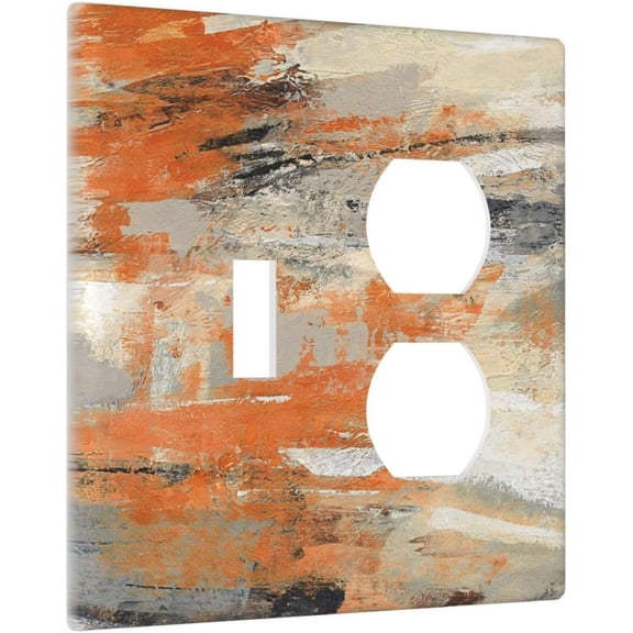 YJYASX-Teal Orange Abstract Modern Painting Decorative Light Switch Cover Plate 2 Gang Combo Outlet Covers 1 Toggle/1 Duplex Gfci Wall Plate Electrical Receptacle Switch Plate Covers for Bedroom Deco