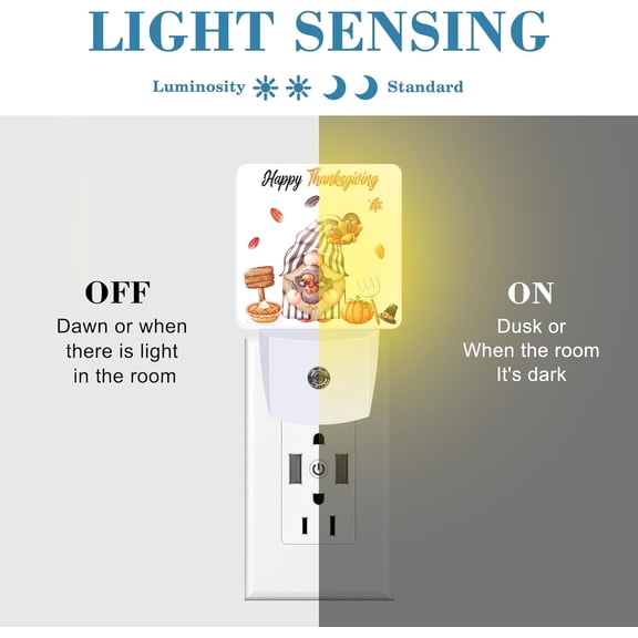 YJYASX-Thanksgiving Cute Gnome Turkey Pumpkin Night Light for Kids, LED Night Light Plug into Wall with Dusk to Dawn Sensor for Girls Boys Women Room Decor,Hallway,Kitchen,Bathroom,Nursery,Stairs