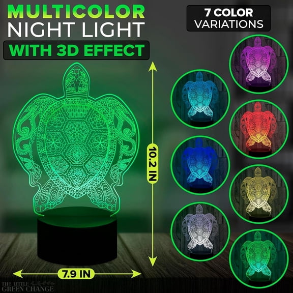YJYASX-Turtle 3D Night Light  Optical Illusion LED Lamp, 7-Color Changing, Touch Control, USB Powered  Stylish Home & Bedroom Dcor, Unique Gift for Any Occasion