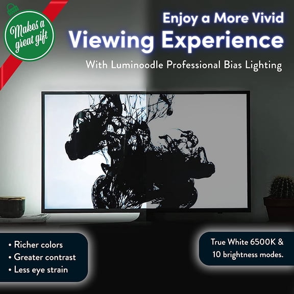 YJYASX-USB Bias Lighting, LED TV Backlight Strip, Ambient Home Theater Light, TV Accent Lighting to Reduce Eye Strain, Improve Contrast, White, X-Large (41"-59" TV)