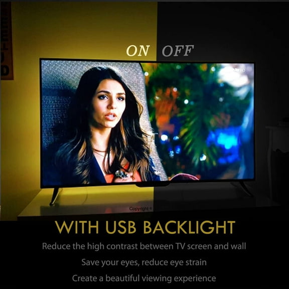 YJYASX-USB TV Backlight RGB LED Neon Accent Lights Strips for 32 to 43 inch HDTV Bias Lighting with Remote - USB Powered TV Behind Lighting LED Strip