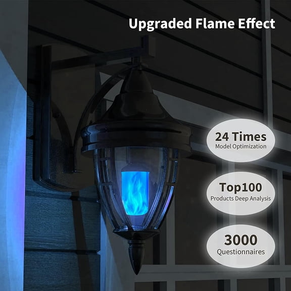 YJYASX-Upgraded Flame LED Flame Light Bulbs, 4 Modes Flickering Light Bulbs with Upside Down Effect, E26 Fire Light Bulb for Christmas Halloween Party Porch Patio Indoor Outdoor Decoration, Blue