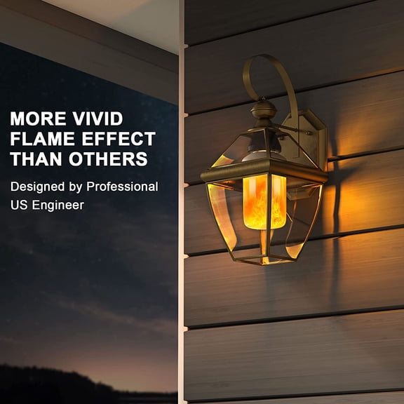 YJYASX-Upgraded LED Flame Light Bulbs, 4 Modes Flickering Light Bulbs with Upside Down Effect, E26/E27 Base Flame Bulb for Halloween, Christmas, Indoor and Outdoor Decoration (White-2 Pack)