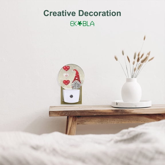 YJYASX-Valentine's Day Love Gnome Night Light Snowflakes Red Love Hearts Plug-in Nightlights Auto Sensor LED Dusk to Dawn Light for Men Women Boys Girls Gifts