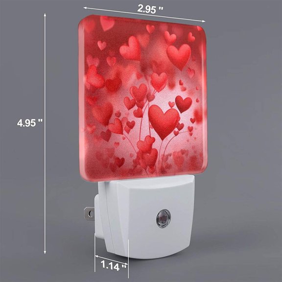 YJYASX-Valentines Day Heart Night Light Set of 2 Auto Sensor LED Dusk-to-Dawn Nightlights Plug-in Sensor Lamp for Bedroom Bathroom Kitchen Hallway Stairs Decorative