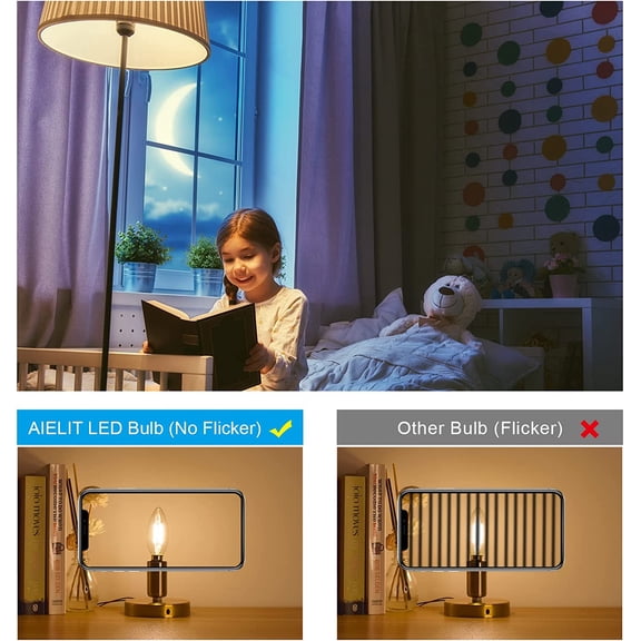 YJYASX-Vintage B11 E12 LED Candelabra Bulbs, 25W Equivalent Type B Edison Chandelier Lamp, Dimmable LED Candle Light Bulbs, 2Watt 2700K Soft Warm White, 8-Pack