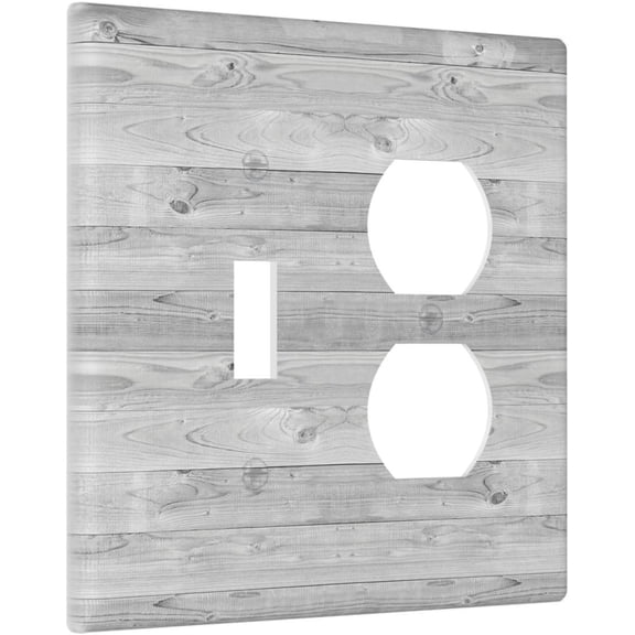 YJYASX-Vintage Rustic Grey Oak Wood Printing Outlet Covers 2 Gang Combin 1 Toggle/1 Duplex Light Switch Cover Decorative Gfci Wall Plate Electrical Receptacle Switch Plate Covers for Bathroom Decor