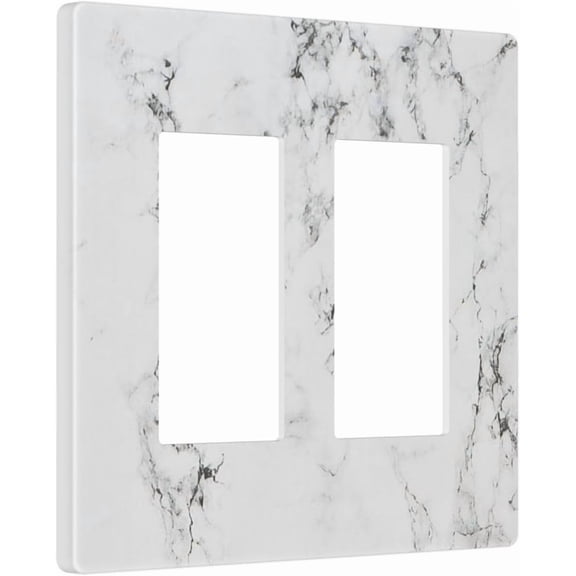 YJYASX-White Gray Black Marble 2 Gang Double GFCI Decorator Rocker/decorator Light Switch Cover Decorative Outlet Wall Plate Electrical Faceplate Screwless