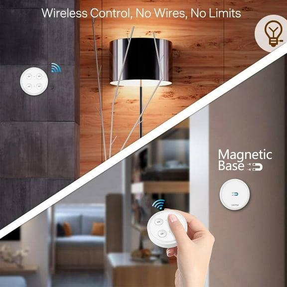 YJYASX-Wireless Remote Control E26 Light Socket (2 Pack) with Dual Switch Remote, 915MHz RF 656ft Range On Off Light Switch Kit for LED Bulbs and Fixtures, 1 Wall Switch + 2 Light Bases, White