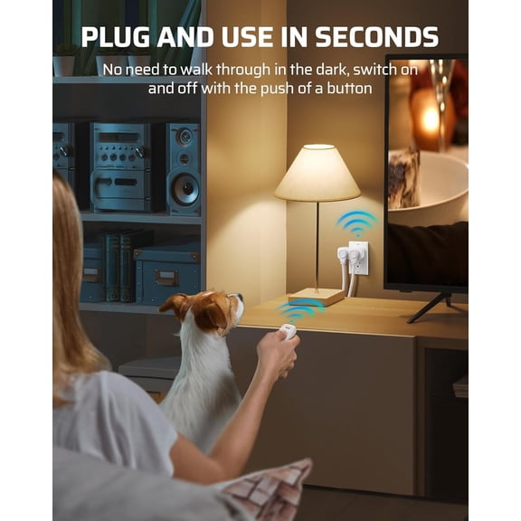 YJYASX-Wireless Remote Control Outlet, 2 Independent Control Sockets Electrical Remote Light Switch, No Interference Remote Outlet Switch, No Wiring, 15A/1875W, 100 FT Range, FCC Listed