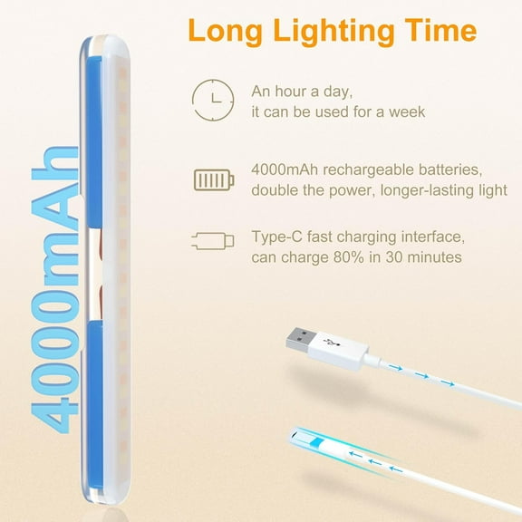 YJYASX-Wireless Vanity Lights for Mirror, Rechargeable Battery Operated Stick on Lamp, Adjustable Color Brightness & Angle Makeup Light, Cordless Magnetic LED Bar Renter Friendly Lighting Decor Gift