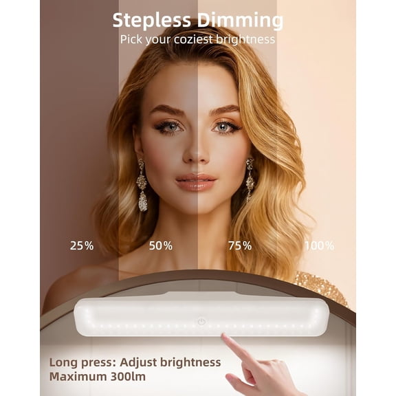 YJYASX-Wireless Vanity Lights for Mirror, Rechargeable Makeup Light with 3 Color Modes, Touch Control, Adjustable Angle, Cordless Dimmable Mirror Light for Bathroom, Shave, Women Gift (1 Pack)