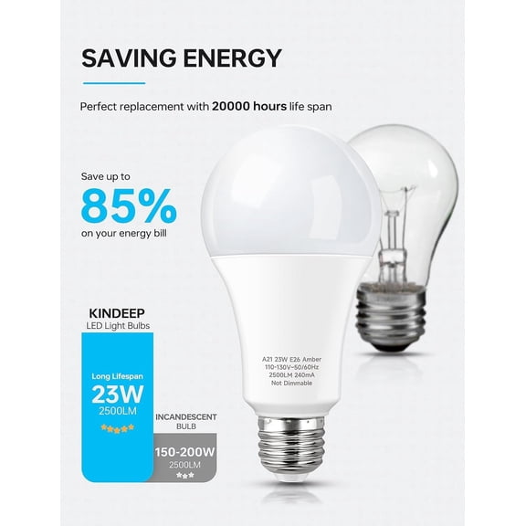 YJYASX-Yellow Bug Light Bulb Outdoor, 150W-200W Equivalent LED Bug Light for Outside, A21 E26 23W 2000K Warm Lights Bulbs for Porch/Patio/Hallway/Backyard, Non-Dim White Housing, 4 Pack