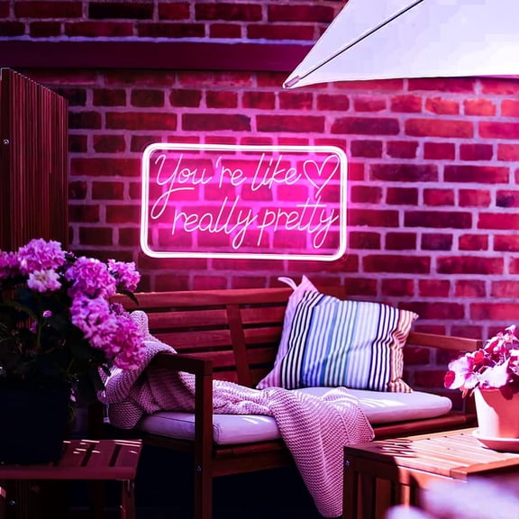 YJYASX-You're Like Really Pretty Neon Signs for Wall Decor, LED Neon Sign Aesthetic Room Decor for Teen Girls Neon Lights Signs for Bedroom, Salon, Wedding Party Pink Neon Name Sign