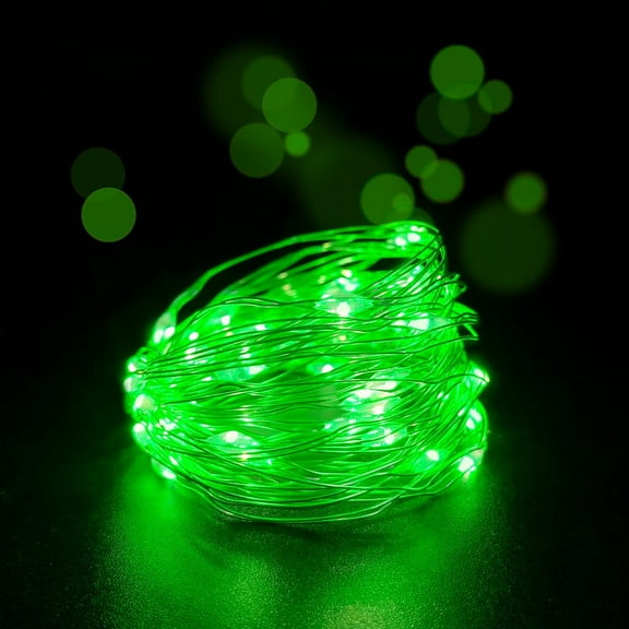 YJYASX-with Timer Function Battery Operated Dewdrop Led Lights,Mini Fairy Lights for Home Parties Christmas/Halloween Holiday Decoration,6 Hours on/18 Hours Off,30 LEDs,10 Feet (Green, 4)