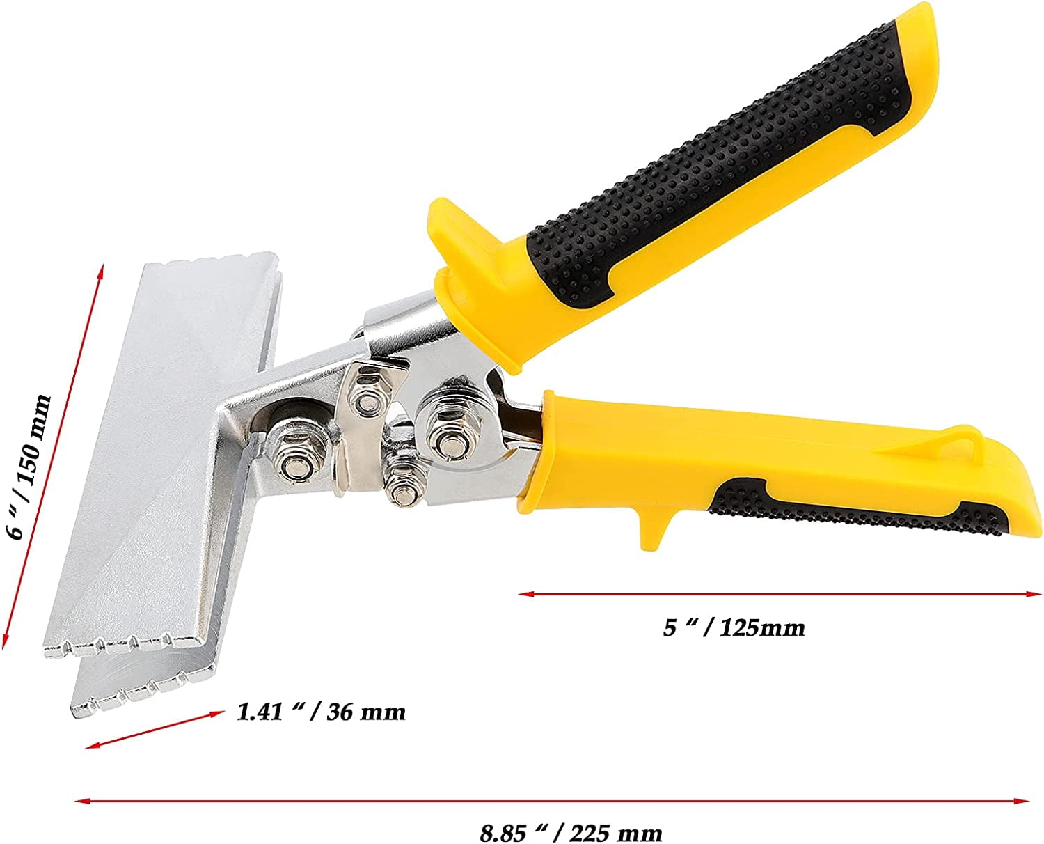 JOIKIT 6-Inch Sheet Metal Hand Seamer – Straight Jaw Bending Pliers With Non-Slip Handles, Built-in Spring, Notched Jaw – For Bending, Seaming, Flattening Metal Sheets