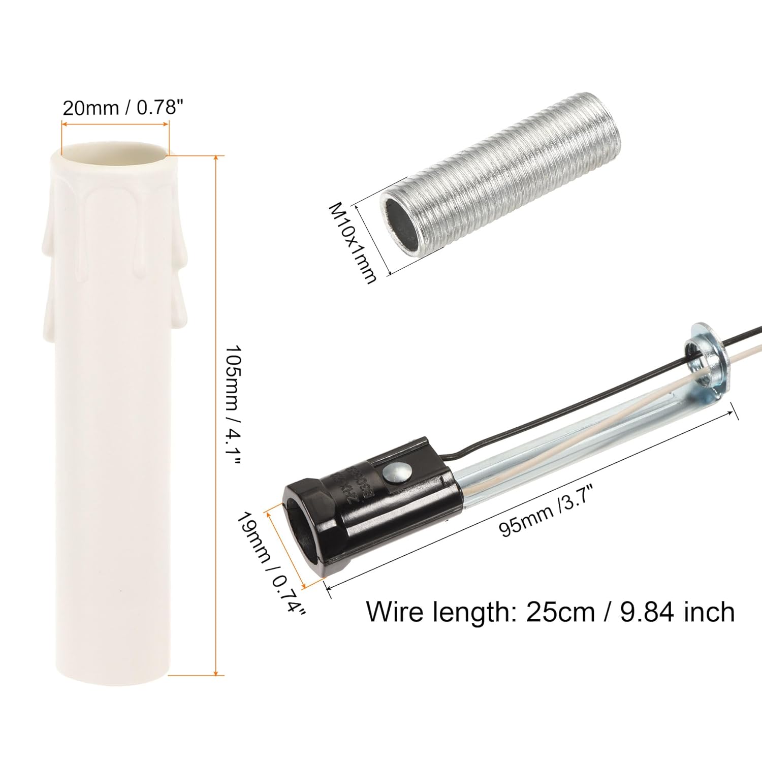 YJYCSAH-Chandelier Light Socket Kit for E12 Candelabra, Lamp Base with ...