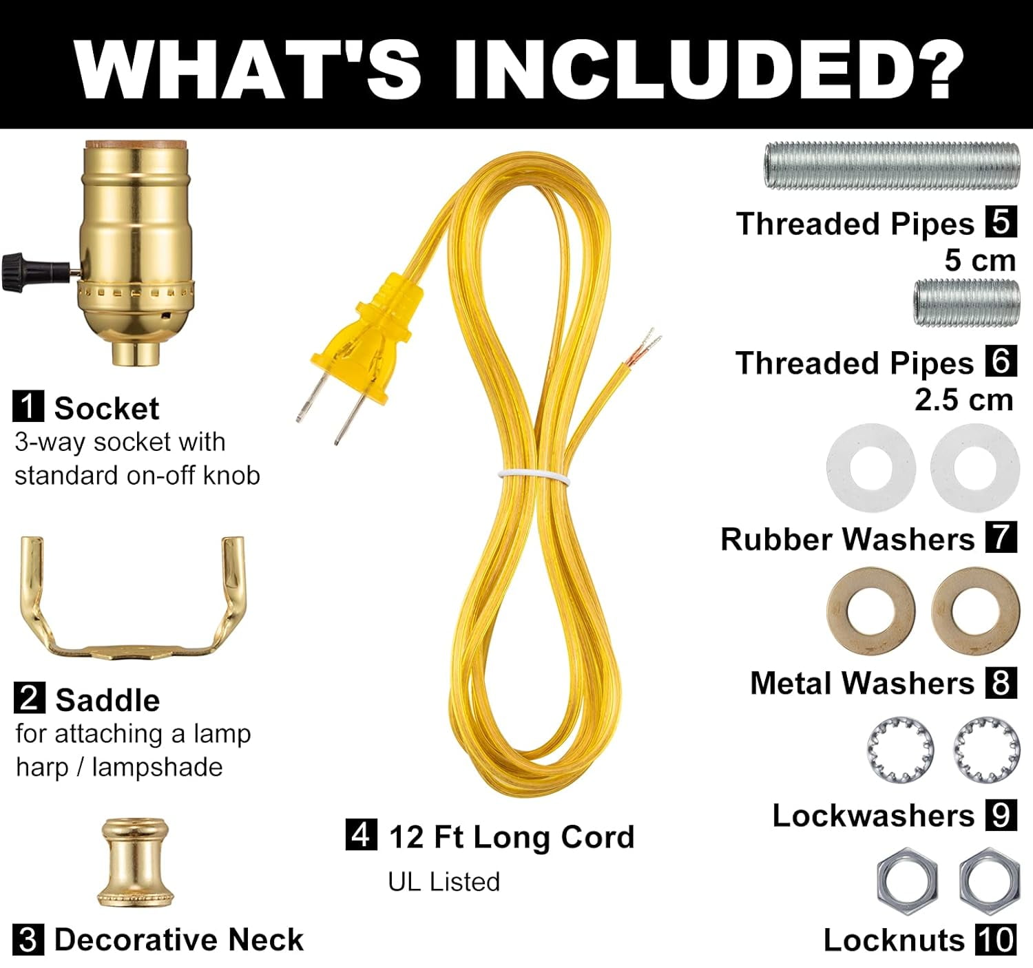 YJYCSAH-Lamp Rewire Kit, Lamp Kits for Do It Yourself, Lamp Repair Kit ...