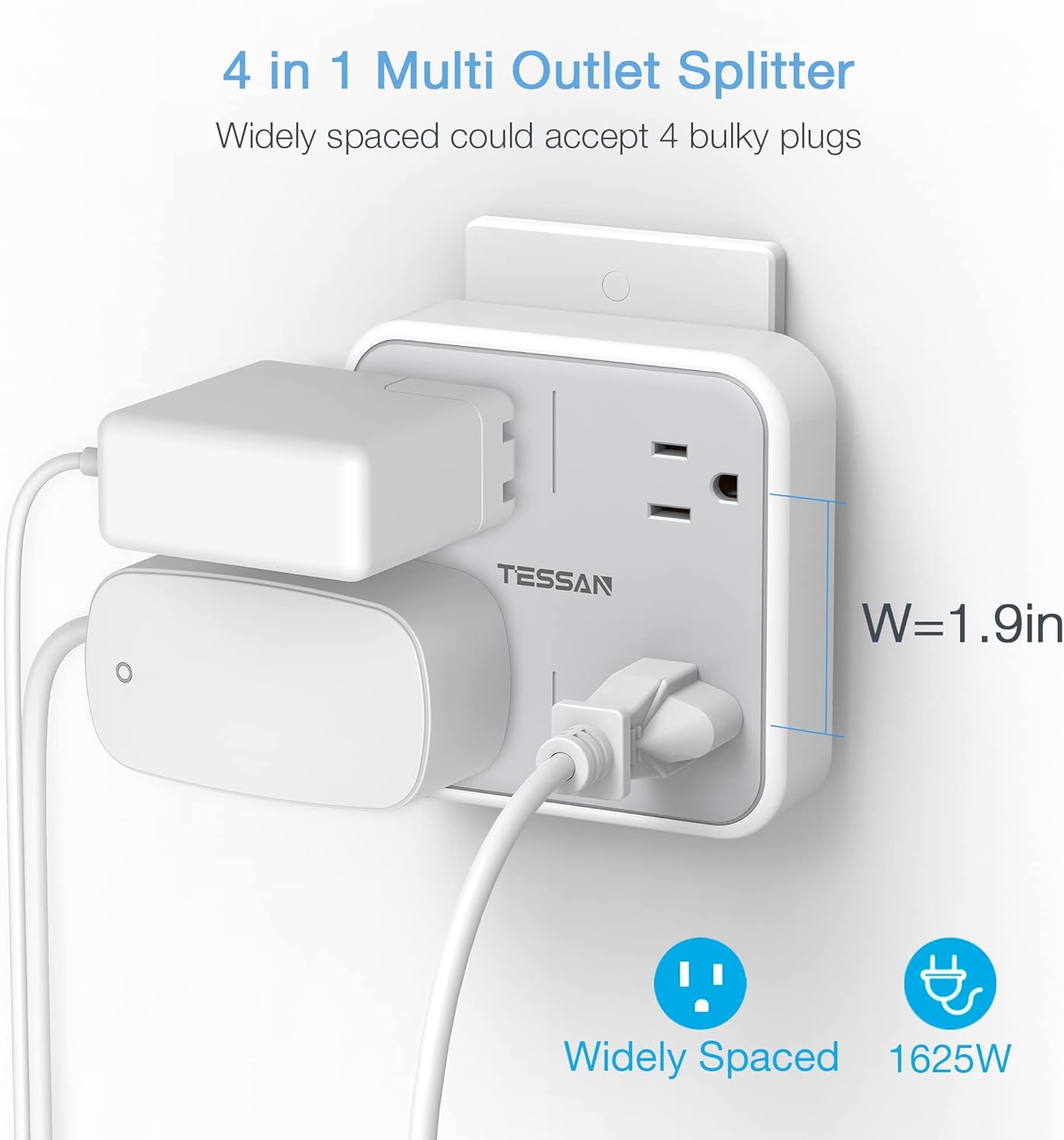 YJYCSAH-Multi Plug Outlet Splitter, Widely Spaced Outlet Extender with ...
