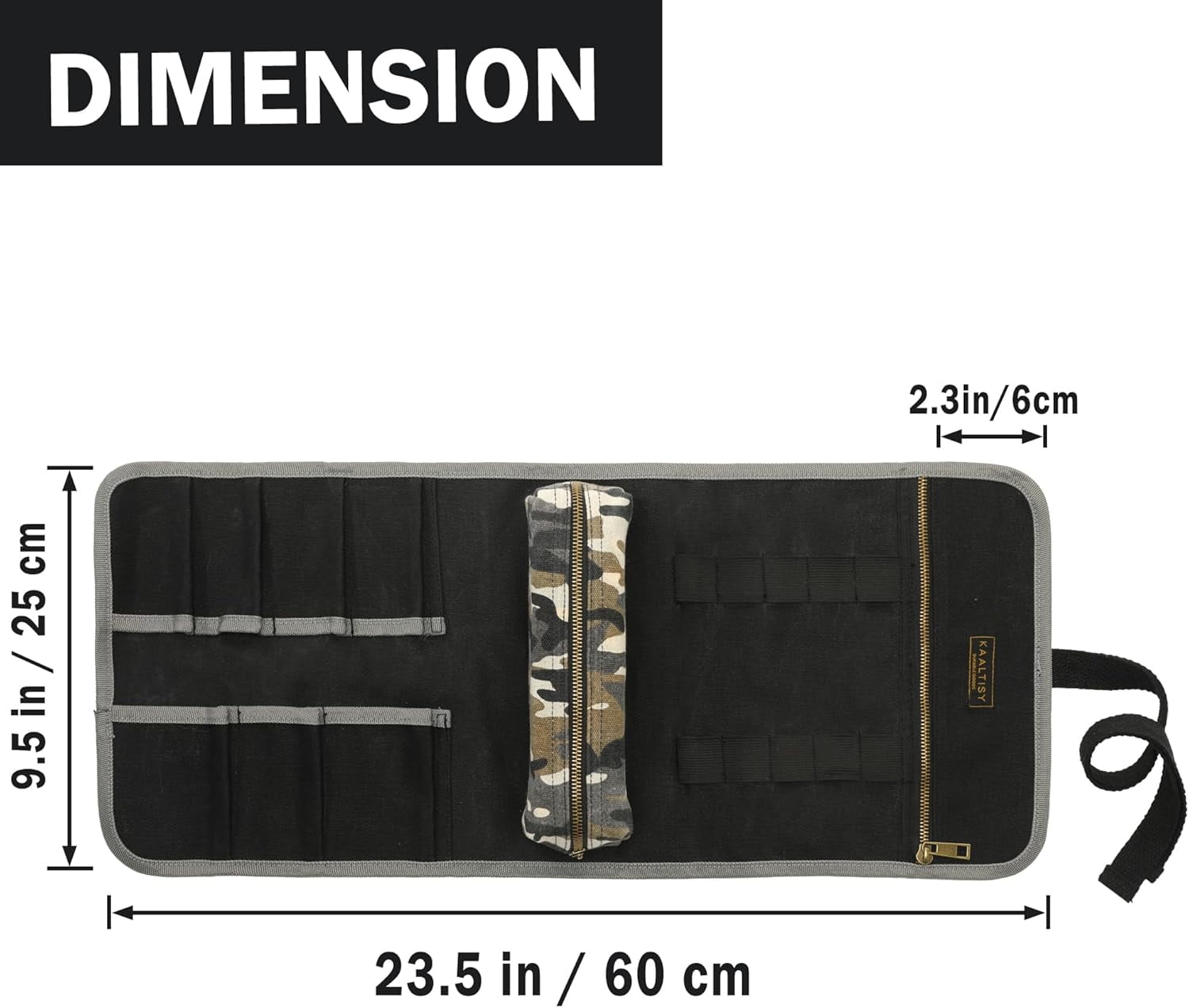 Storage Roll YJYCSAH-Tool Roll Up Pouch, Tool Storage Roll with Brass Zipper Pockets ...