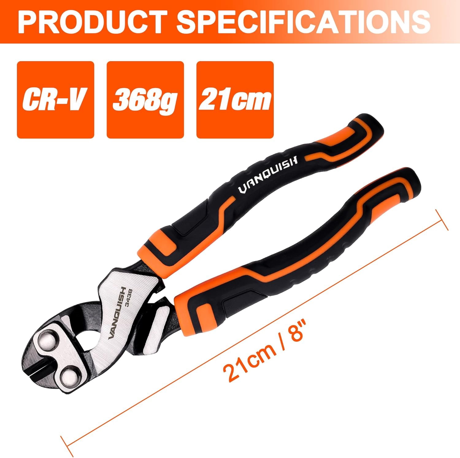 YJYCSAH-VANQUISH 8 Inch Mini Bolt Cutter, CR-V Steel Heavy Duty Wire ...