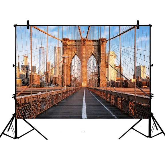 YKCG 7x5ft Brooklyn Bridge, New York Sunrise Photography Backdrops Polyester Photography Props Studio Photo Booth Props