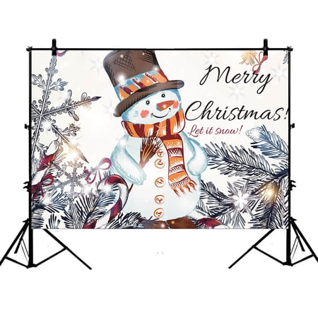 YKCG 7x5ft Christmas Snowman Snowflakes Happy New Year Photography Backdrops Polyester Photography Props Studio Photo Booth Props