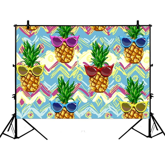 YKCG 7x5ft Hipster Pineapples Tropical Flower Fruit Photography Backdrops Polyester Photography Props Studio Photo Booth Props