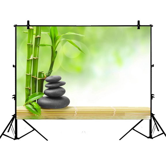 YKCG 7x5ft Japanese Bamboo Stone Water Home Decor Photography Backdrops Polyester Photography Props Studio Photo Booth Props