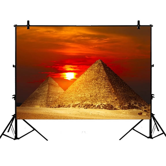 YKCG 7x5ft Pyramids in Giza Valley under Sunset Light Egypt City Landmark Photography Backdrops Polyester Photography Props Studio Photo Booth Props