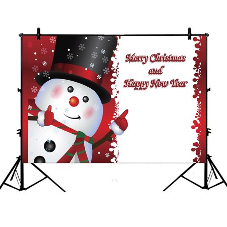 YKCG 7x5ft Red Christmas Snowman Quotes Winter Snowflakes Photography Backdrops Polyester Photography Props Studio Photo Booth Props