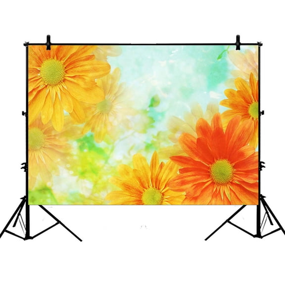 YKCG 7x5ft Sunny Sunflowers Oil Painting Photography Backdrops Polyester Photography Props Studio Photo Booth Props