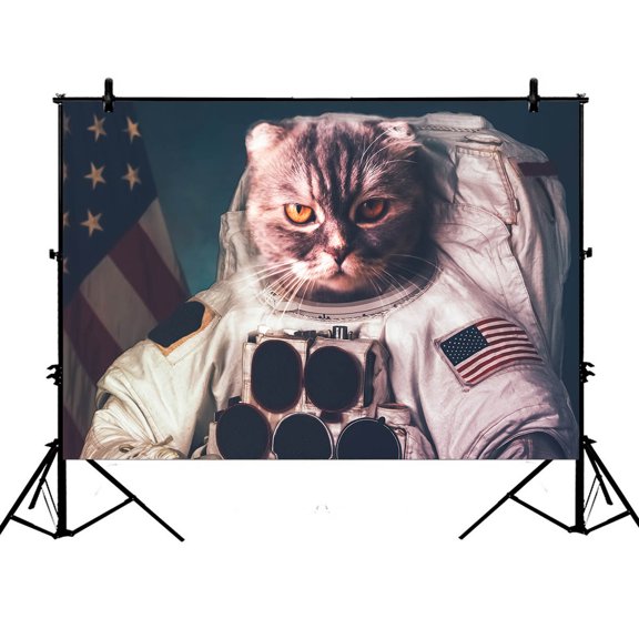 YKCG 7x5ft Universe Galaxy Space Hipster Astronaut Cat Photography Backdrops Polyester Photography Props Studio Photo Booth Props