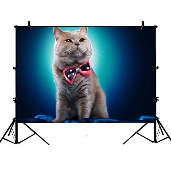 YKCG 7x5ft Universe Galaxy Space Hipster Cute Cat Kitten Photography Backdrops Polyester Photography Props Studio Photo Booth Props