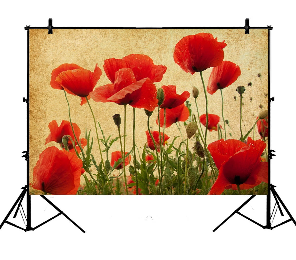 YKCG 7x5ft Vintage Retro Poppy Flower Field Photography Backdrops Polyester  Photography Props Studio Photo Booth Props - Walmart.com, image size:1200x1056