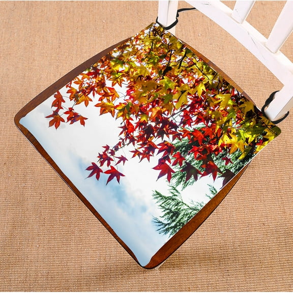 YKCG Autumn Prime Trees Red and Yellow Maple Leaves Seat Cushion Chair Cushion Floor Cushion Twin Sides 18x18 inches