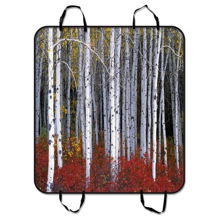 YKCG Autumn Tree Forest Beautiful Natural Autumn Foggy Tree Forest Pet Seat Cover Car Seat Cover for Pets Cargo Mats and Hammocks for Cars Trucks and SUVs 54x60 inches