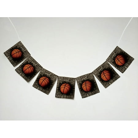 YKCG Basketball Sports Grey Brick Wall Banner Bunting Garland Flag Sign for Home Family Party Decoration
